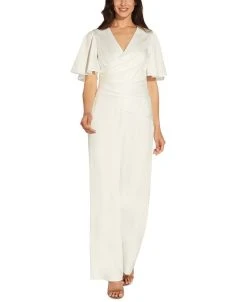 Adrianna Papell Women's Flutter-Sleeve Wide-Leg Jumpsuit