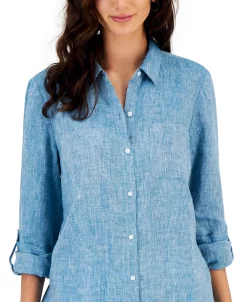 Charter Club Women's Linen Shirt, Created For Macy's -Anne Klein Sales Store 21827482 fpx