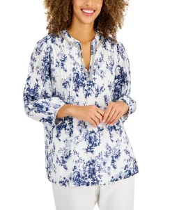Charter Club Women's Floral-Print Linen Tunic, Created For Macy's 9 Charter Club Women's Floral-Print Linen Tunic, Created For Macy's -Anne Klein Sales Store 21827693 fpx