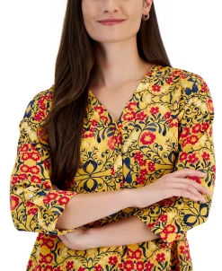 JM Collection Women's Folk Travels Printed Top, Created For Macy's 7 JM Collection Women's Folk Travels Printed Top, Created For Macy's -Anne Klein Sales Store 21853419 fpx