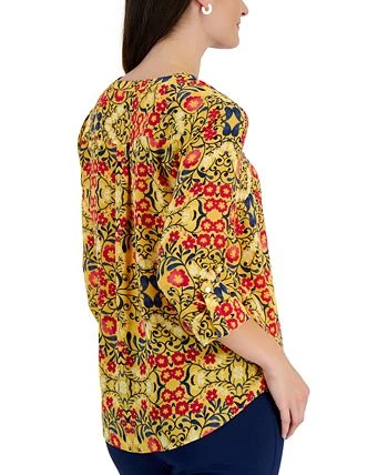 JM Collection Women's Folk Travels Printed Top, Created For Macy's 2 JM Collection Women's Folk Travels Printed Top, Created For Macy's - Image 2