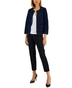 Kasper Women's Open-Front Denim Blazer 7 Kasper Women's Open-Front Denim Blazer -Anne Klein Sales Store 21855089 fpx
