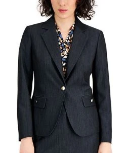 Anne Klein Women's Denim One-Button Jacket -Anne Klein Sales Store 21881443 fpx