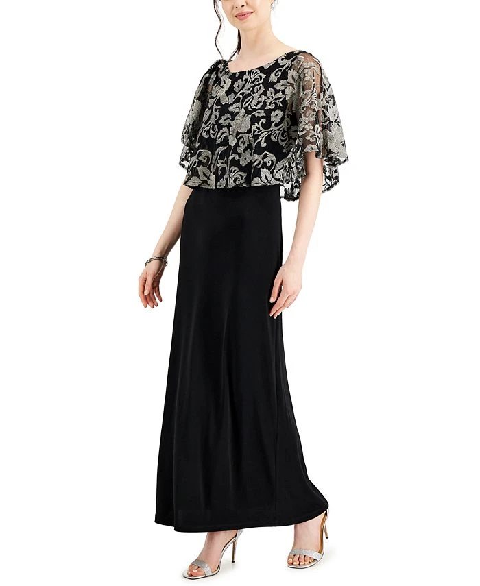 Connected Embroidered Overlay Gown 1 Connected Embroidered Overlay Gown