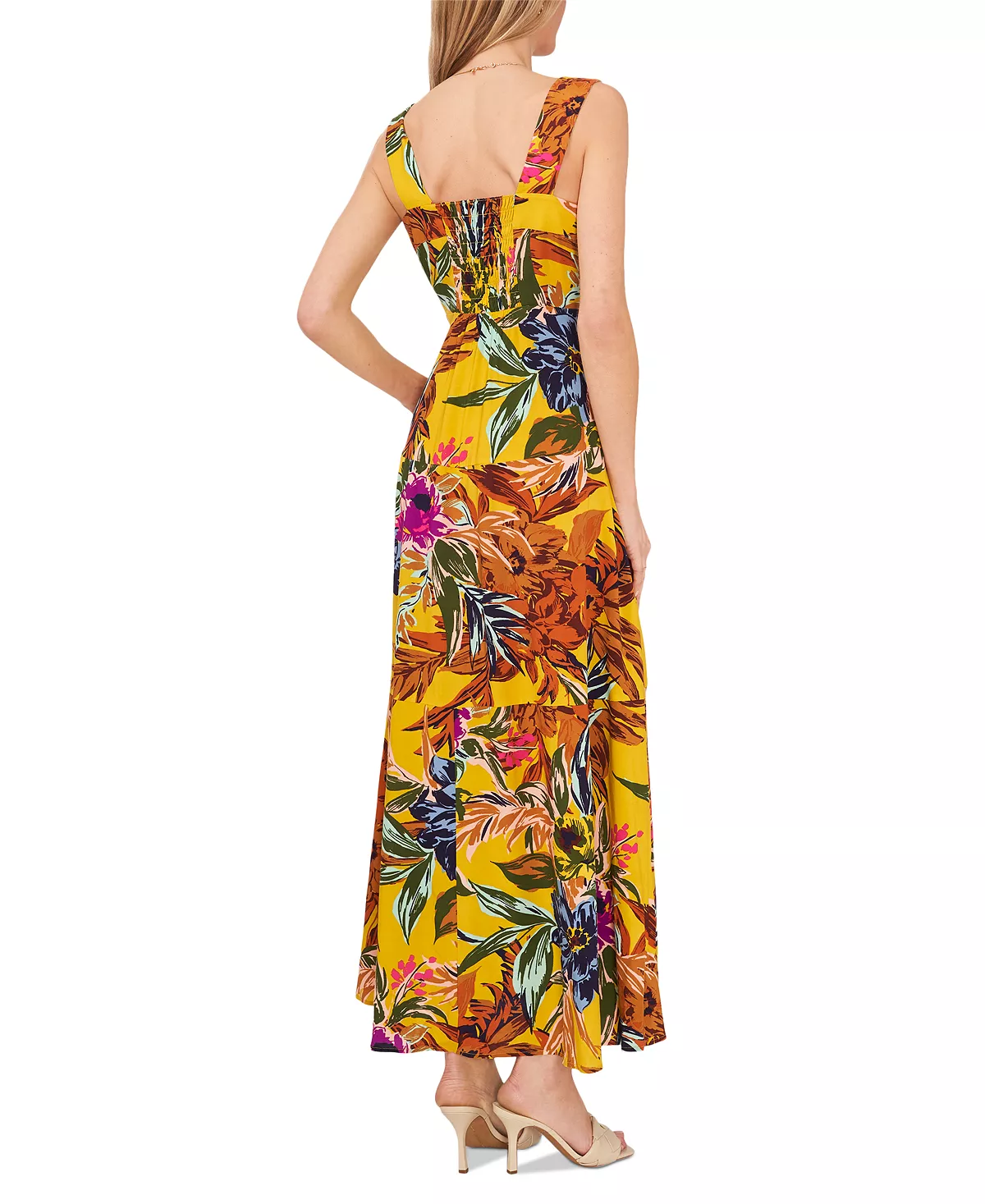 Vince Camuto Women's Printed Tiered Smocked-Back Challis Maxi Dress 2 Vince Camuto Women's Printed Tiered Smocked-Back Challis Maxi Dress - Image 2