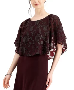 Connected Metallic Chiffon-Cape Dress -Anne Klein Sales Store 21900284 fpx