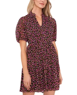 CeCe Women's Short Sleeve Tiered Ruffle Neck Dress -Anne Klein Sales Store 21921851 fpx