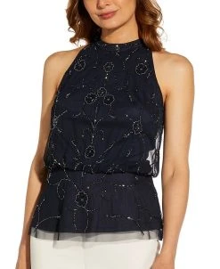Adrianna Papell Embellished Halter Top
