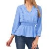 CeCe Women's Split Neck Peplum Blouse