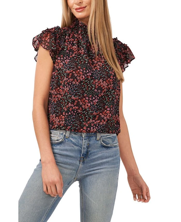 CeCe Women's Flutter Sleeve Mock Neck Blouse 1 CeCe Women's Flutter Sleeve Mock Neck Blouse