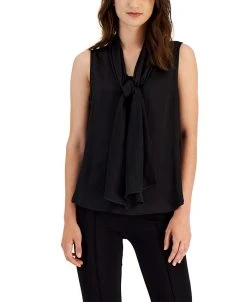 Bar III Women's Tie-Neck Sleeveless Blouse, Created For Macy's