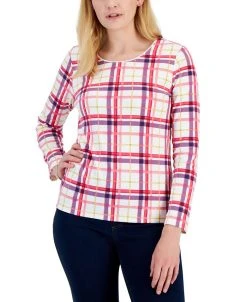 Karen Scott Women's Plaid Top, Created For Macy's