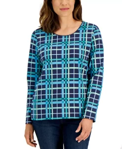 Karen Scott Women's Plaid Top, Created For Macy's -Anne Klein Sales Store 21951442 fpx