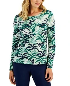Karen Scott Women's Botanical-Print Top, Created For Macy's