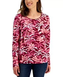 Karen Scott Women's Botanical-Print Top, Created For Macy's -Anne Klein Sales Store 21951512 fpx
