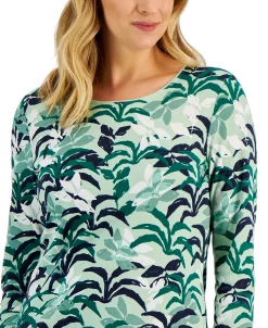 Karen Scott Women's Botanical-Print Top, Created For Macy's -Anne Klein Sales Store 21951514 fpx