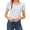 CeCe Women's Flutter Sleeve Brooke Ditsy Knit Top