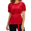 Charter Club Women's Velvet Tie-Waist Top, Created For Macy's
