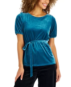 Charter Club Women's Velvet Tie-Waist Top, Created For Macy's 6 Charter Club Women's Velvet Tie-Waist Top, Created For Macy's -Anne Klein Sales Store 21955977 fpx