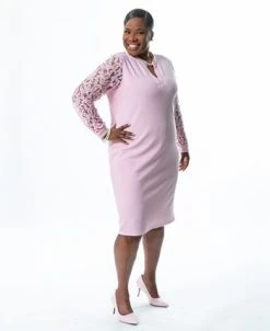 Kasper Lacey Lace-Sleeve Sheath Dress 9 Kasper Lacey Lace-Sleeve Sheath Dress -Anne Klein Sales Store 21971038 fpx