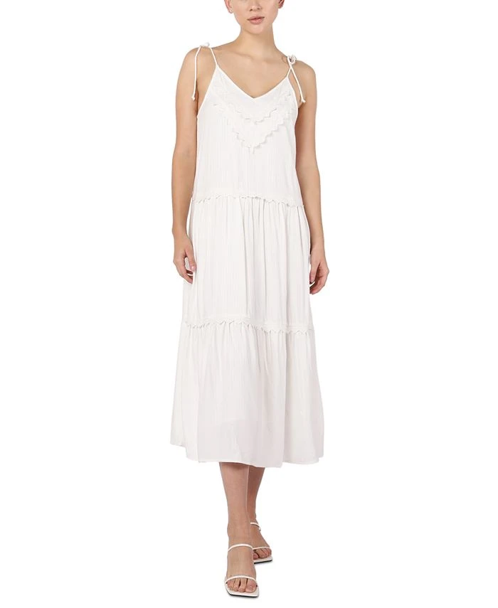 Black Tape Women's Eyelet-Embroidered Tie-Strap Dress 1 Black Tape Women's Eyelet-Embroidered Tie-Strap Dress