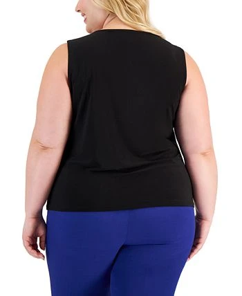 Kasper Plus Size Faux-Leather-Trim Twisted Top 2 Kasper Plus Size Faux-Leather-Trim Twisted Top - Image 2