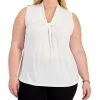 Kasper Plus Size Solid Knot-Front Sleeveless Blouse