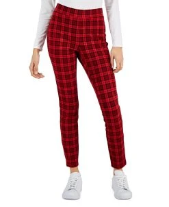 Style & Co Women's Plaid Ponté-Knit Pull-On Pants, Created For Macy's