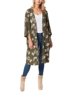 Jessica Simpson Women's Tina Printed Open-Front Duster