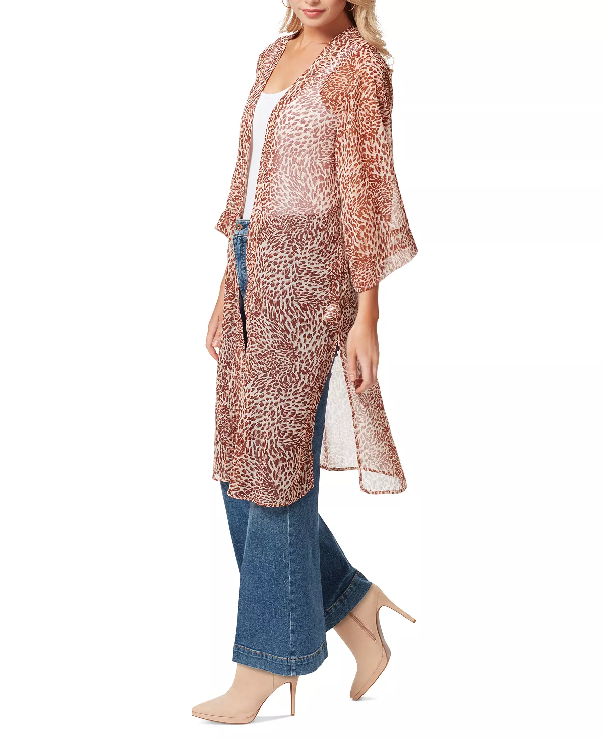 Jessica Simpson Women's Tina Printed Open-Front Duster 3 Jessica Simpson Women's Tina Printed Open-Front Duster - Image 3