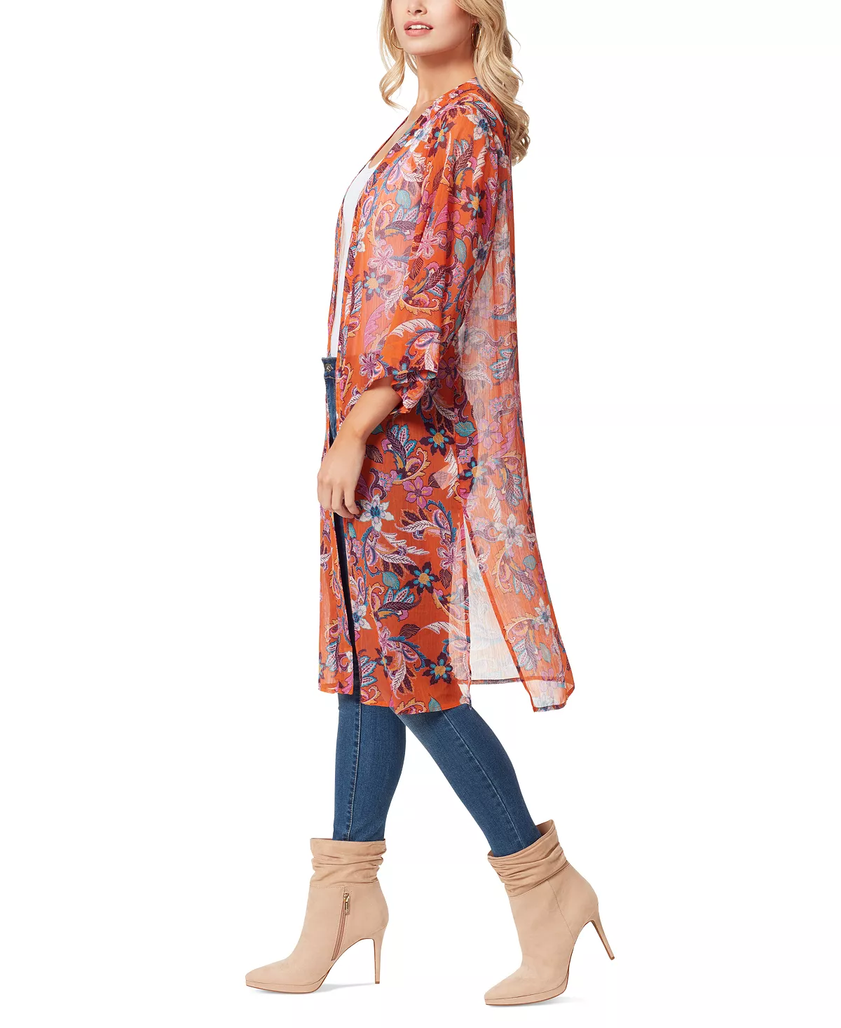 Jessica Simpson Women's Tina Printed Open-Front Duster 5 Jessica Simpson Women's Tina Printed Open-Front Duster - Image 5