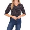 CeCe Women's Printed V-neck Blouse With Trim