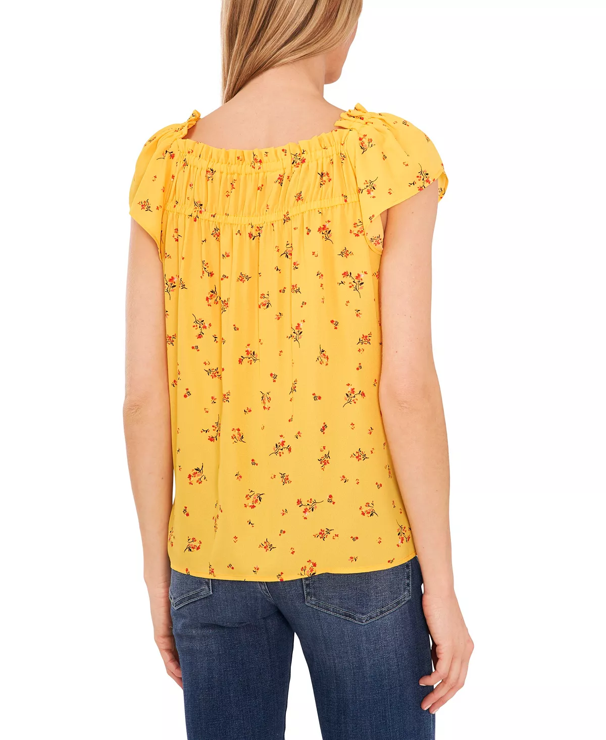 CeCe Women's Ruffled Square Neckline Floral Top 2 CeCe Women's Ruffled Square Neckline Floral Top - Image 2