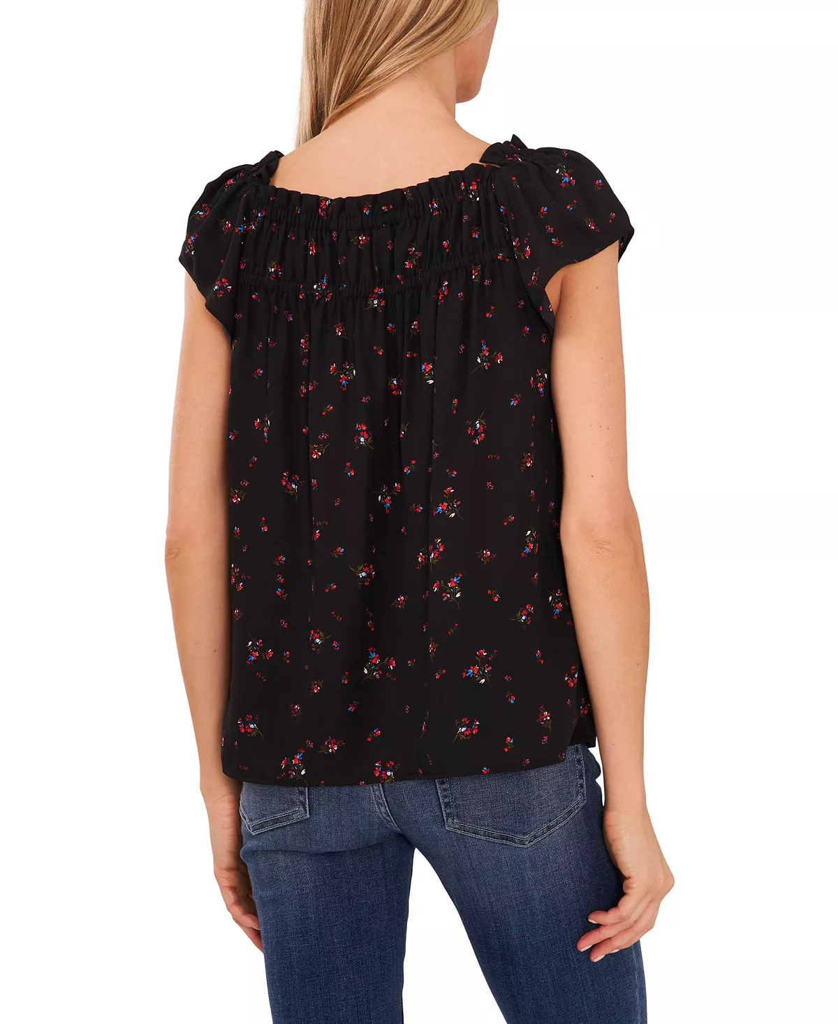 CeCe Women's Ruffled Square Neckline Floral Top 4 CeCe Women's Ruffled Square Neckline Floral Top - Image 4