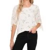 CeCe Women's Floral Cascades Dot Tie Sleeve Blouse