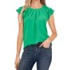 CeCe Women's Pleat Front Flutter Sleeve Blouse