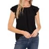 CeCe Women's Pleat Front Flutter Sleeve Blouse