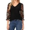 CeCe Women's Ditsy Floral Sleeve Knit Top