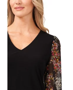 CeCe Women's Ditsy Floral Sleeve Knit Top 6 CeCe Women's Ditsy Floral Sleeve Knit Top -Anne Klein Sales Store 22023374 fpx