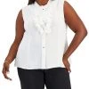 Kasper Plus Size Ruffled Button-Up Blouse