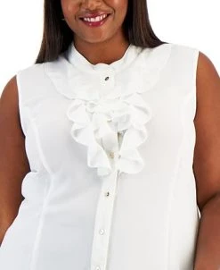 Kasper Plus Size Ruffled Button-Up Blouse -Anne Klein Sales Store 22031406 fpx