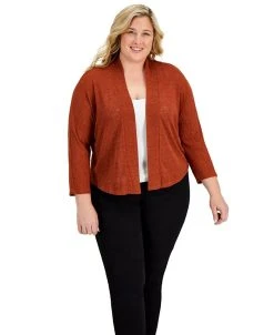 Kasper Plus Size Open-Front Cardigan Sweater