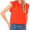 CeCe Women's Ruffled Tie-Neck Top