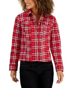 Charter Club Women's Classic Denim Tartan Jacket, Created For Macy's 6 Charter Club Women's Classic Denim Tartan Jacket, Created For Macy's -Anne Klein Sales Store 22062465 fpx