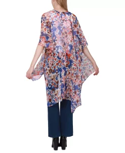 Black Tape Women's Floral-Print Kimono -Anne Klein Sales Store 22074823 fpx