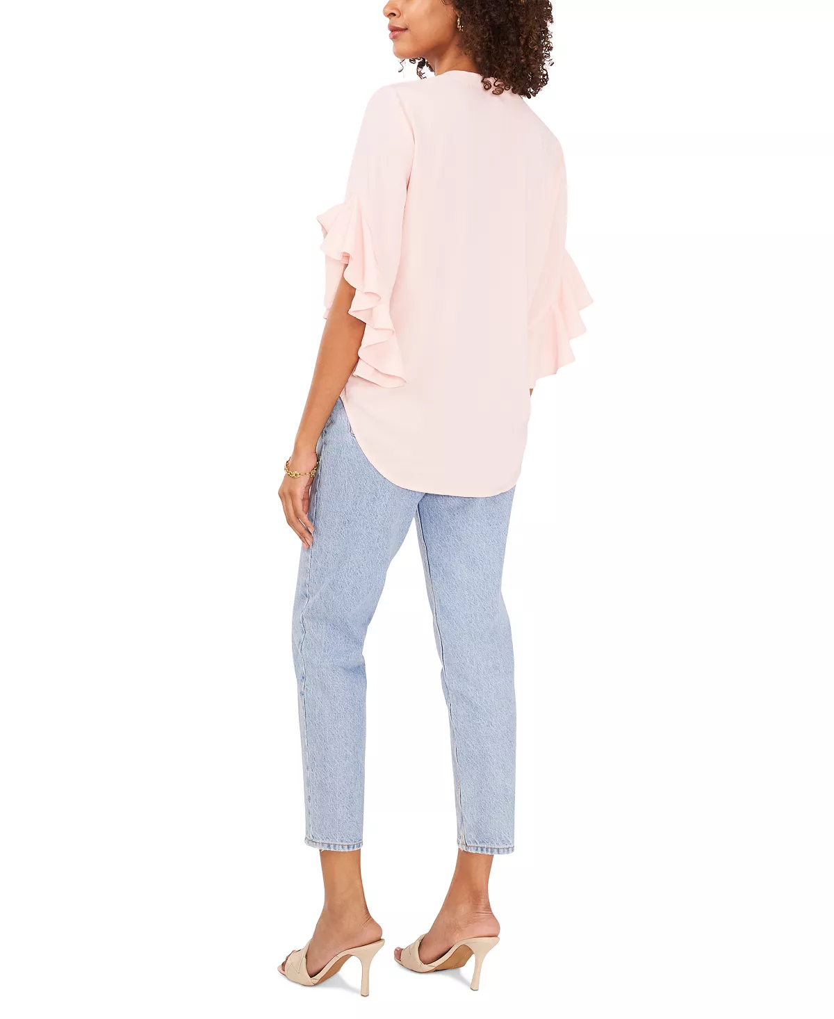 Vince Camuto Women's Ruffle Sleeve Henley Blouse 8 Vince Camuto Women's Ruffle Sleeve Henley Blouse - Image 8