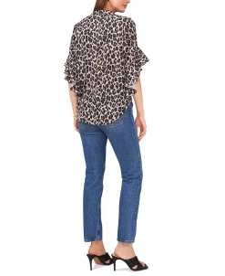 Vince Camuto Women's Ruffle-Sleeve Leopard-Print Blouse -Anne Klein Sales Store 22102482 fpx