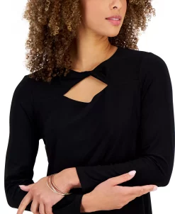 Kasper Women's 3/4-Sleeve Twisted Neck Top -Anne Klein Sales Store 22103029 fpx