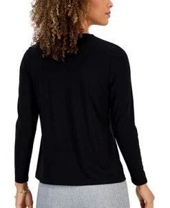 Kasper Women's 3/4-Sleeve Twisted Neck Top -Anne Klein Sales Store 22103030 fpx