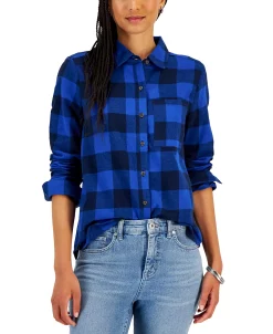 Style & Co Women's Buffalo Plaid Flannel Shirt, Created For Macy's -Anne Klein Sales Store 22118075 fpx